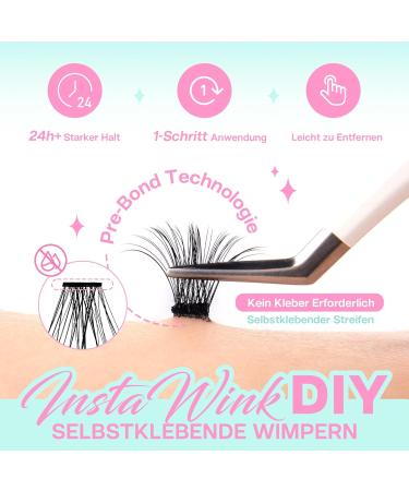 Calaili Self-Adhesive Eyelash Cluster Set 100 D Curl Reusable Lashes No Glue Required Includes Tweezers for Beginners - Buy Online on GoSupps.com