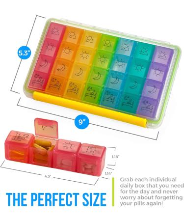 Weekly Pill Organizer | Portable 4x Daily AM/PM Case | Moisture-Proof 7-Day Medicine Holder for Vitamins & Medications - Buy Online on GoSupps.com
