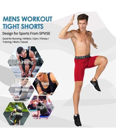 ABTIOYLLZ Men's Compression Shorts 3 Pack - Running Workout Athletic Underwear with Pocket - Black/Red/Blue - Size 84 Large - Buy Online on GoSupps.com