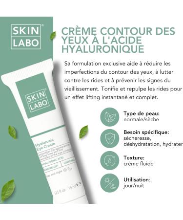 SkinLabo - Eye contour cream with hyaluronic acid reduces imperfections in the periocular area anti-wrinkle action with hyaluronic acid and ginseng - 15 ml - Buy Online on GoSupps.com