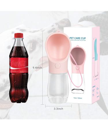 MAEXUS Dog Water Bottle | Portable Travel Bowl for Dogs | Leak Proof Puppy Dispenser | Outdoor Walking, Hiking | Food Grade | 12 Oz, Pink - Buy Online on GoSupps.com