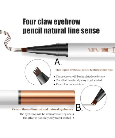 Eyebrow Pencil with 4 Fork Tip 3D Microblading Eyebrow Pencil Natural Makeup Fine Stroke Magic Eyebrow Pencil Microblading Eyebrow Pen Long-Lasting on All Day(Light brown) - Buy Online on GoSupps.com