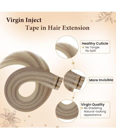 Hetto Injected Tape in Real Hair Extensions - Ash Blonde #18/613 | 5pcs 60cm 24 Inch Remy Hair for Natural Volume & Length - Buy Online on GoSupps.com