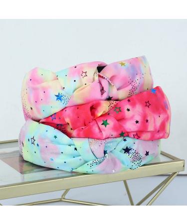 6 Pack Tie-Dye Star Knotted Headbands for Women - Fashionable Wide Knot Hair Accessories - Colorful Twist Hair Bands for Girls - Buy Online on GoSupps.com