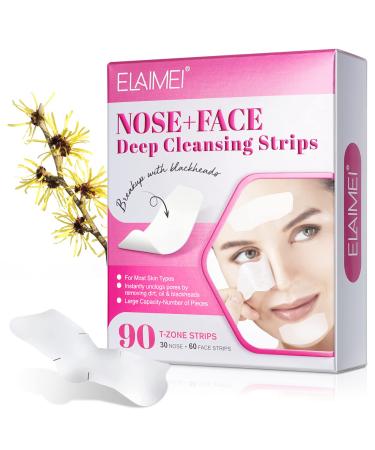 Nose Strips 90 Pcs T Zone Nose Pore Strips for Blackheads Nose Blackhead Remover Strips T-Zone Blackhead Removal Deep Cleansing Nose Pore Strips for Women Men