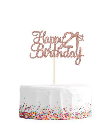 Gyufise 1 Pack Happy 21st Birthday Cake Topper Rose Gold Glitter 21 Cake Topper Happy 21 Birthday Cake Decoration for 21st Birthday Party Decoration Supplies