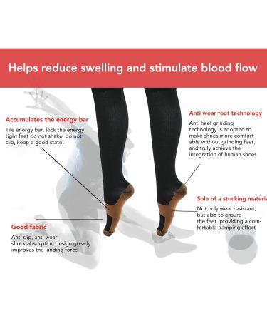 Compression Socks with Copper Fiber Stress Relief & Improved Blood Circulation | Ankle Support Socks for Diabetics & Nurses (S/M) - Buy Online on GoSupps.com
