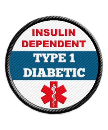 Type 1 Diabetic Insulin Dependent Medical Alert Sew-on Patch Embroidered with Black Rim 2.5 inch