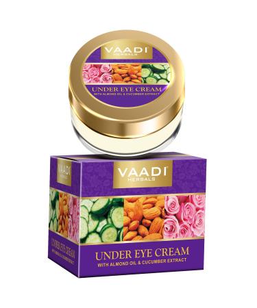 Vaadi herbals Natural Under Eye Cream - Almond Oil & Cucumber extract - Reduces the Appearance of Fine Lines and Wrinkles - Paraben Free - Sulfate Free - Unisex - All Skin Type - ( 30 GMS )