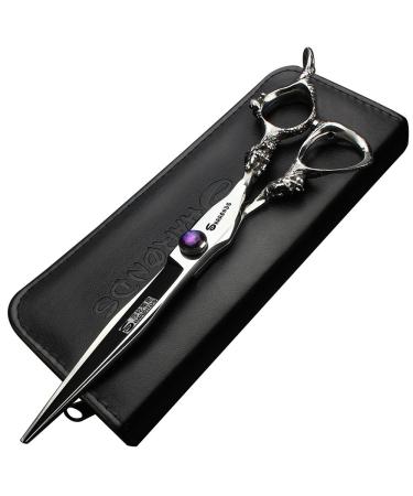 7 inch Purple gem Double Dragon Shape Scissors Japan 440C Cutting Scissors(7-inch Platte Schaar-CC)