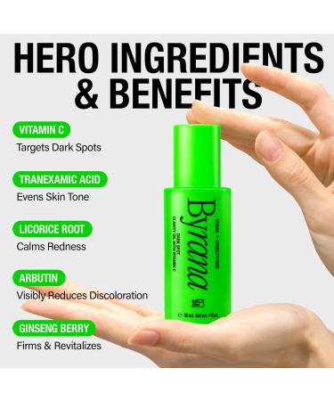Dark Spot Clarity Oil Serum with Vitamin C for Uneven Tone & Post-Acne Marks Korean Vegan Skincare with Ginseng Berry, Licorice Root, Arbutin & Tranexamic Acid by BYRANA 1 oz - Buy Online on GoSupps.com