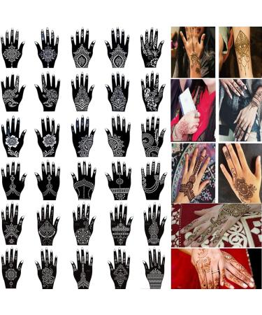 30 Sheets Henna Tattoo Kit Stencil, Glitter Temporary Tattoo Templates Set, Indian Henna Tattoo Sticker Kit For Body Art Painting (2)