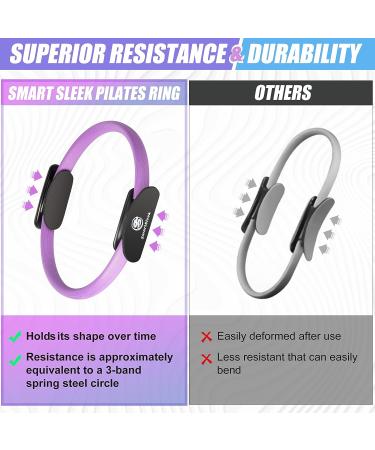 Sleek 14 Pilates Ring with 4 Resistance Bands - Padded Magic Circle for Yoga & Fitness - Toning Thighs - Purple - Buy Online on GoSupps.com
