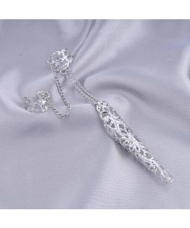 Dervivea Punk Finger Nail Claw Rings Silver Finger Ring Chain Ancient Queen Costume Fingernail Gothic Finger Ring Nail Jewelry for Women and Girls - Buy Online on GoSupps.com