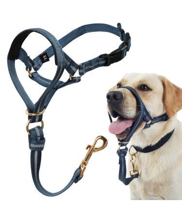 Dog collar no pull dog half with soft upholstery durable stops heavy pulling and simple control on walks including free training instructions XL slate gray
