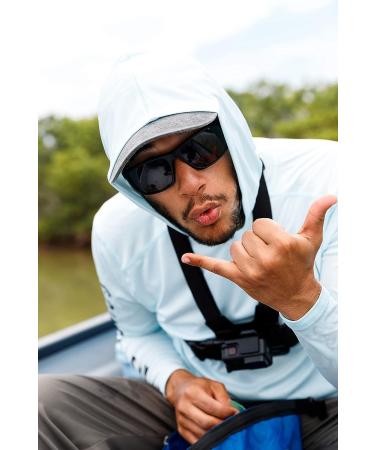 UPF 50+ Lightweight Performance Fishing Hoodie Shirt with Hood - Large, Arctic Blue - Buy Online on GoSupps.com
