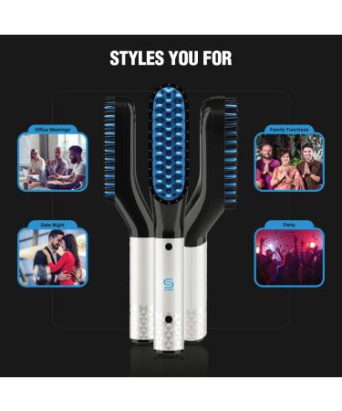 3-in-1 Beard Straightener Brush with Balm & Growth Oil | Perfect Gift for Men & Women - Buy Online on GoSupps.com
