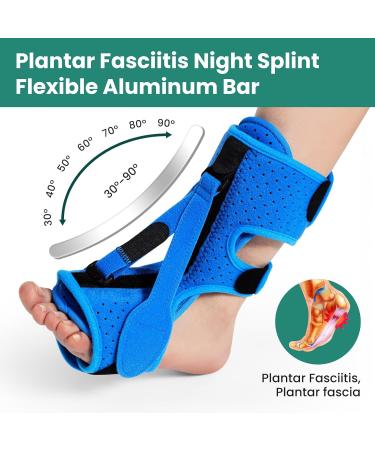 Plantar Fasciitis Relief Night Splint | Adjustable Brace for Heel Pain & Achilles Tendonitis - Welnove - Unisex - Blue - Buy Online on GoSupps.com