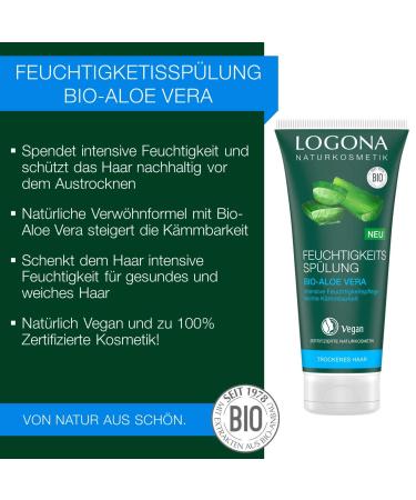 Logona Natural Cosmetics Moisture Rinse Bio-Aloe Vera | Vegan Conditioner for Dry Hair | Intense Moisture & Improved Combability | 200ml - Buy Online on GoSupps.com