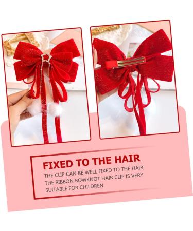 minkissy 1pc Hair Accessories Christmas Bow Hairpin Sweet Bow Hairpin Big Bow Hair Clip Red Bow Hair Clip Christmas Silky Hair Bow Clip Girl Hair Clips Child Bow Tie Flocking Korean Version - Buy Online on GoSupps.com