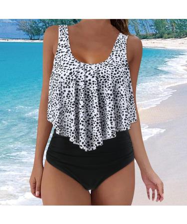 Women's Tankini Set Two-Piece Swimming Costumes Double Shoulder Straps Swim Tank Top with Boy Shorts Full Body Tummy Control Swimsuit Bikini Striped Modest Bathing Suit Beachwear 4591-xdgde-white-b XL - Buy Online on GoSupps.com
