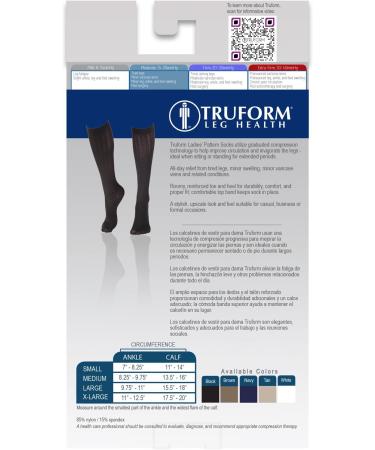 Truform Women's 15-20 mmHg Compression Dress Socks, Black Cable Knit, X-Large, 2 Pack - Buy Online on GoSupps.com