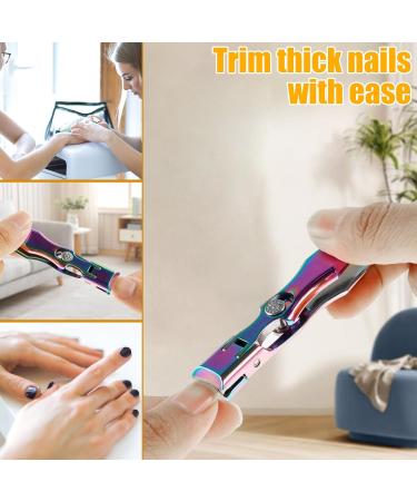 Nail Clippers for Thick Nails 12mm Wide Jaw Nail Trimmer Stainless Steel Nail Cutter with Nail Clip Storage Portable Fingernail Cutter Labor Saving Fingernail Trimmer for Women Men Adults(colorful) - Buy Online on GoSupps.com