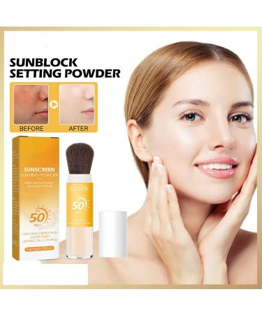 Mineral Powder Sunscreen Brush - Powder Sunscreen for Face Sun Protection Powder Mineral Sunscreen Setting Powder Lasting Lightweight Breathable Oil Control Natural Matte Finish(SPF 50) - Buy Online on GoSupps.com