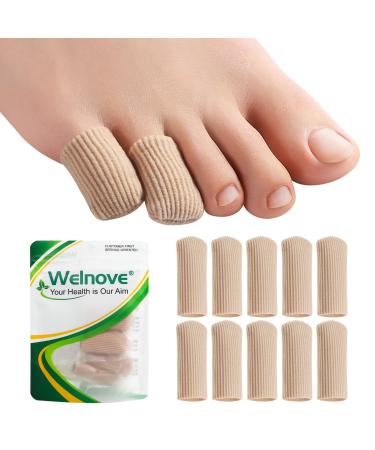 Welnove Gel Toe Cap - 10 Pack Pinky Toe Protector for Women Men - Cushions and Protects to Cover Toes Relief Toe Pain from Ingrown Toenails Corns Blisters Hammer Toes (Small Size)