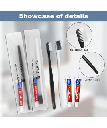 Disposable Travel Toothbrushes with Toothpaste - Pack of 20 Individually Wrapped for Homeless Hotels Airbnb & Charities - Bulk Black & White Kits - Buy Online on GoSupps.com