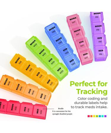 Daily Pill Organizer Box - 7 Compartments for Vitamins & Medication Transparent Top Small & Large Sizes Blue - Buy Online on GoSupps.com