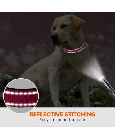 Buy Taglory Soft Padded Neoprene Dog Collar for Large Dogs - Adjustable Reflective Hot Pink | International Shipping Available - Buy Online on GoSupps.com