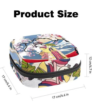 Stylish Menstruation Pad Bag with Zipper | Women's Napkin & Tampon Collection | Cherry Blossom Kimono Design - Buy Online on GoSupps.com