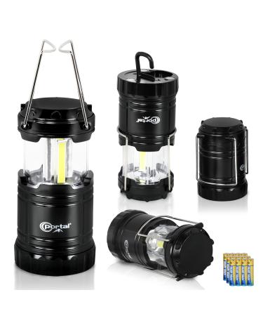 PORTAL 4 Pack Collapsible Camping Lantern, Portable Camping Lights for Power Outages, COB Lamp Battery Powered for Tent, Pop Up Camp Lantern for Hiking, Hurricane, Emergency, (Batteries Included)