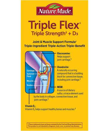 Nature Made Triple Flex Triple Strength + D3 - 120 Caplets for Joint Health - Buy Online on GoSupps.com