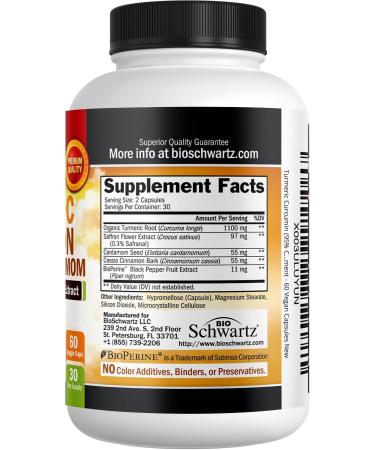 Turmeric Supplement with Saffron Cinnamon and Cardamom Plus BioPerine Black Pepper Extract for Optimal Absorption Natural Tumeric Curcumin Joint Support Supplement for Women and Men 60 Capsules - Buy Online on GoSupps.com