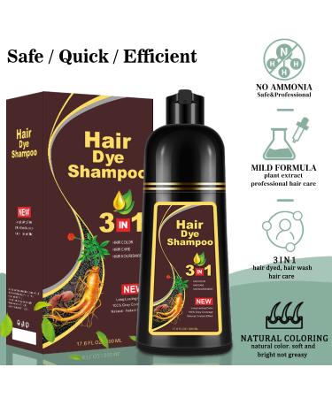 Natural Chestnut Brown Instant Hair Dye Shampoo for Men & Women - Long Lasting Color in 10-15 Minutes - Buy Online on GoSupps.com