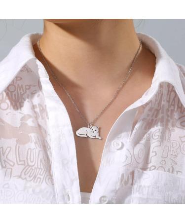 TEAMER Stainless Steel Cute Cat Pendant Necklace - Stylish Animal Jewelry for Women - Perfect Gift for Pet Lovers - Buy Online on GoSupps.com