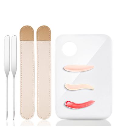 5-Pack Makeup Spatula Korean Set 2 Stainless Steel Spatula with Clear Palettes Korean professional makeup spatula Mixing Palettes for make up