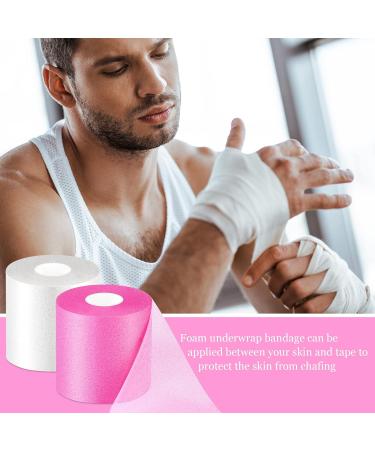 Pink & White 2 Rolls Prewrap Athletic Tape 2.75 x 30 Yards for Hair, Wrists, Elbows, Knees, Ankles - Buy Online on GoSupps.com