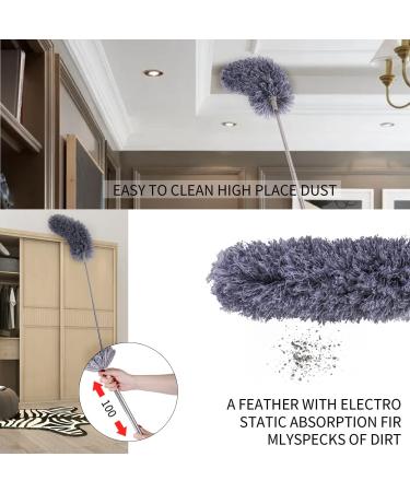 Microfiber Duster with Stainless Steel Extension Pole - 30-100 Inches | Washable & Reusable | Bendable for High Ceiling, Fan, Furniture, Blinds, Cars - Buy Online on GoSupps.com