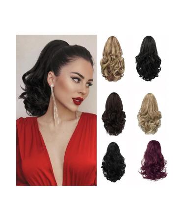 Ponytail Extensions Ponytail Hair Extensions Long Curly Wavy 12" Claw Clip Ponytail Fluffy Clip on Pony Tails Synthetic Hairpiece for Women for Women(G188-2)