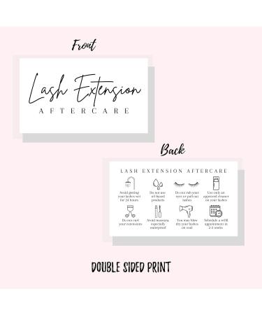 Lash Aftercare Extension Care Cards - 50 Pack | Eyelash False 2x3.5 Symbols | 2-3 Week Refill Instructions | Minimalist Gold Foil | Pink, White, and Black | Extension Care Guide - Buy Online on GoSupps.com