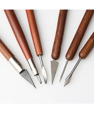 Fashion Road 6Pcs Clay Sculpting Tools  Clay Tools Pottery Tools Wooden Handle Double-Sided Set for Pottery Ceramics Sculpting Brown - Buy Online on GoSupps.com