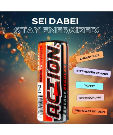  ACT!ON ACTION Energy Drink Regular 24 x 250 ml Disposable Tutti-Frutti Taste Cans 31.5 mg/100 ml Caffeine - For Better Caffeine Concentration - Buy Online on GoSupps.com
