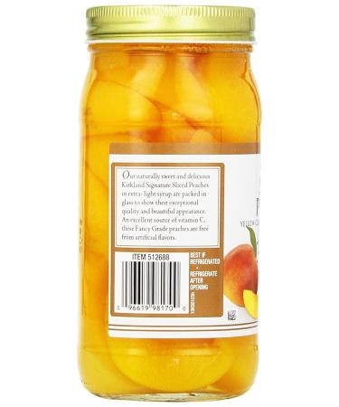 Kirkland Signature Sliced Peaches  24oz Glass Jar (Pack of 2  Total of 48 Oz) - Buy Online on GoSupps.com