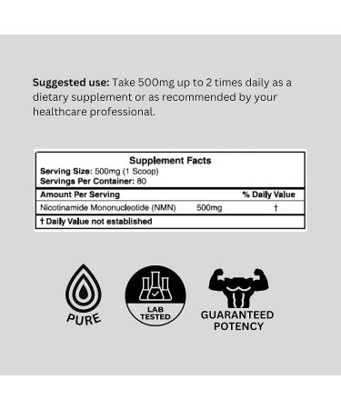 Probase Nutrition Longevity Pure NMN Powder 40g - Pharmaceutical Grade NAD+ Booster | Ultra-Pure & Stabilized Nicotinamide Mononucleotide Powder - Buy Online on GoSupps.com