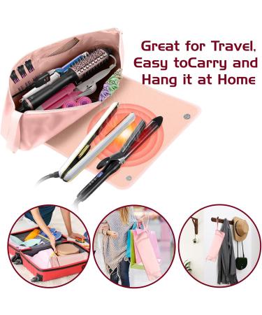2-in-1 Heat Resistant Hair Tools Travel Bag - Organizer for Flat Irons Curling Irons & Accessories - Perfect Heat Mat for On-the-Go - Pink - Buy Online on GoSupps.com