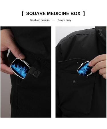 Buy Decorative Blue Flame Print Pill Box - 2 Compartment Portable Medicine Organizer for Pocket & Purse - International Shipping Available - Buy Online on GoSupps.com