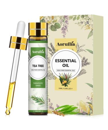 Aoruilia 10ml Tea Tree Essential Oil Pure Natural Undiluted Tea Tree Oil for Diffuser Home Cleaning Massage Bath Skin Care Soaps & Candles Making Tea Tree 10 ml (Pack of 1)